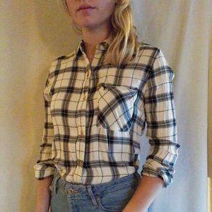 Abercrombie black and white plaid button down